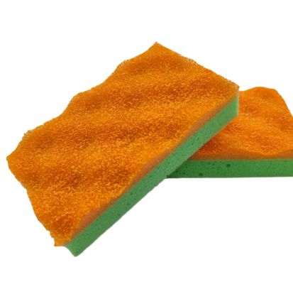Yellow Green Kitchen Cleaning Sponge Heat Pressed Corrugated 20-30kg/M3 Density