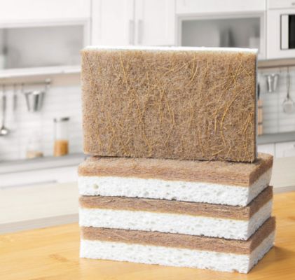 Biodegradable Cellulose Sponge Scourer Natural 11x7x2cm For Kitchen