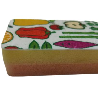 Floral Pattern Kitchen Cleaning Sponge Custom Multi Color Eco Friendly