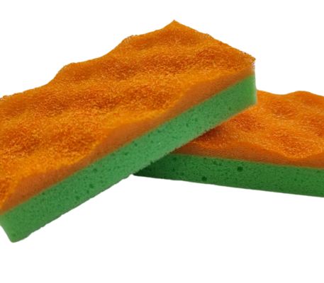Yellow Green Kitchen Cleaning Sponge Heat Pressed Corrugated 20-30kg/M3 Density