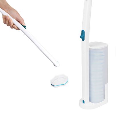 White Innovative Design Toilet Scrubber Wand Toilet Brush With Disposable Head